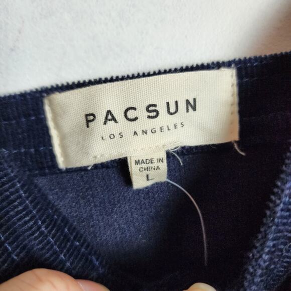 Pacsun Corduroy Dress Size L Blue Sweetheart Neck Sleeveless Smocked Y2K 90s - Picture 7 of 13